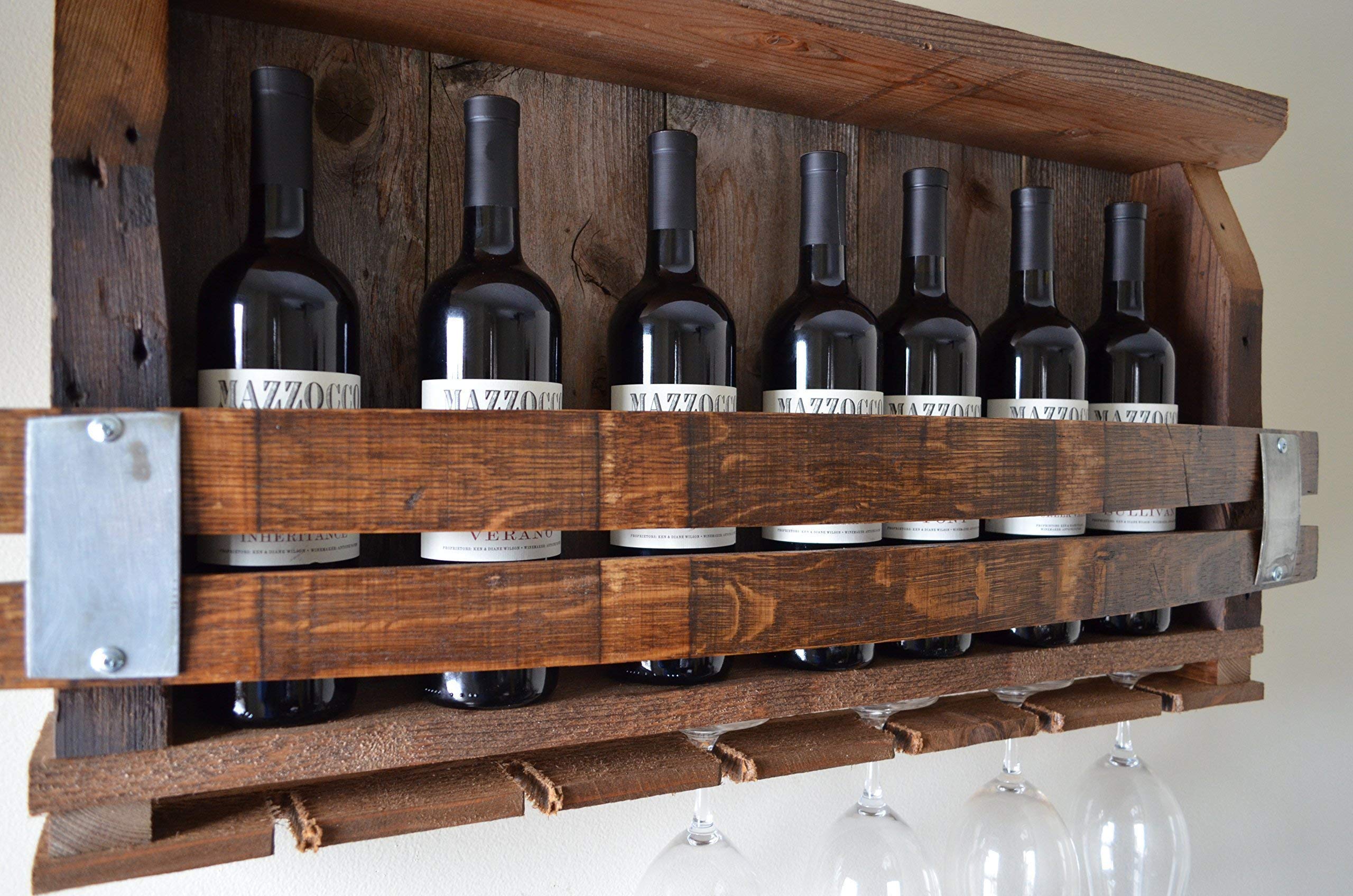Barn Wood Wine Rack - with Wine barrel staves