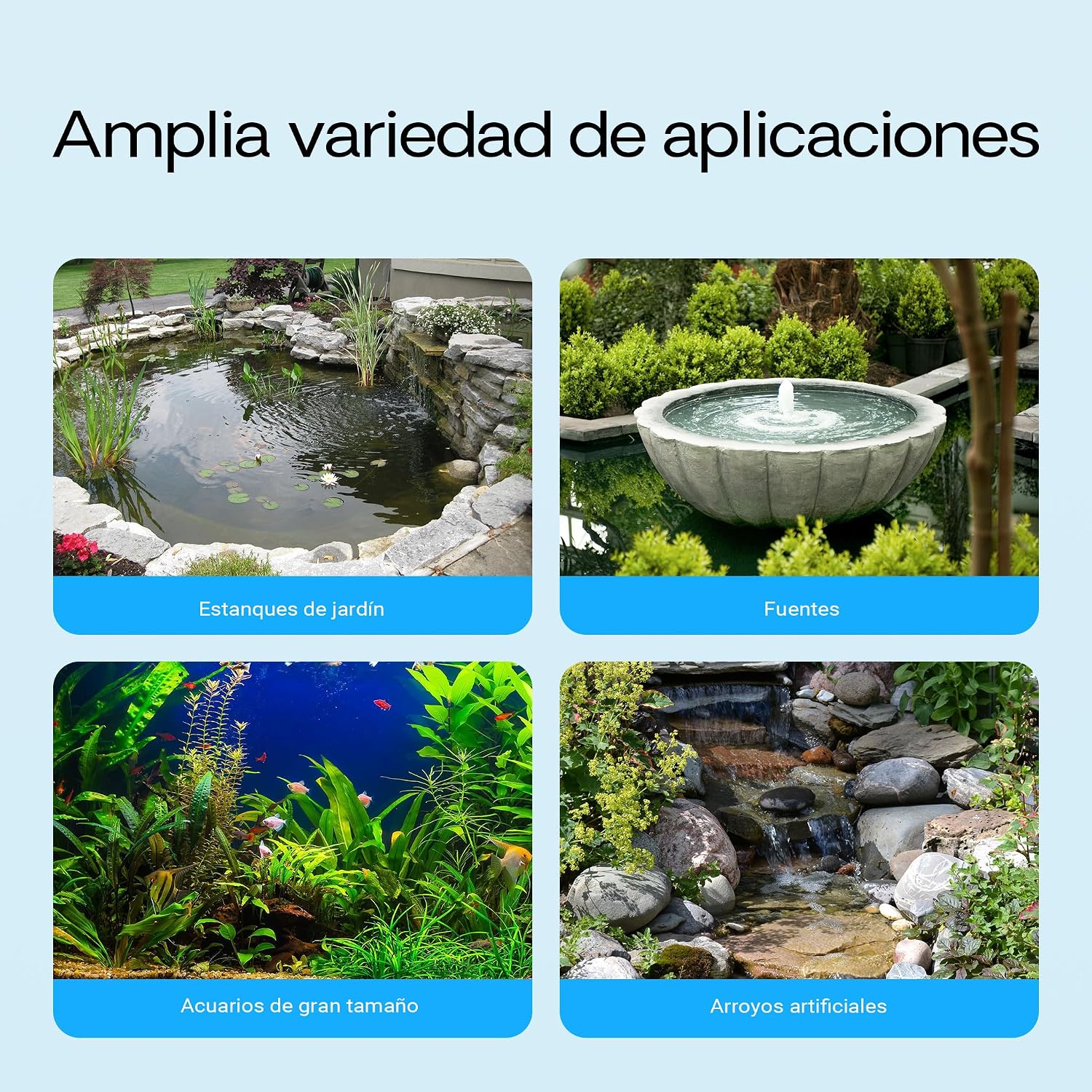 Examples of applications for the SunSun CTF-1600B pond pump.
