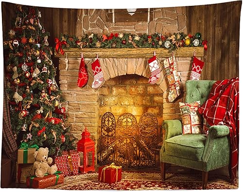 Miniatura 6 de BELECO Tapiz de Navidad para colgar en la pared, tapiz de Navidad con bolas de Navidad, decoración de pared de 60 x 40 pulgadas, decoración de