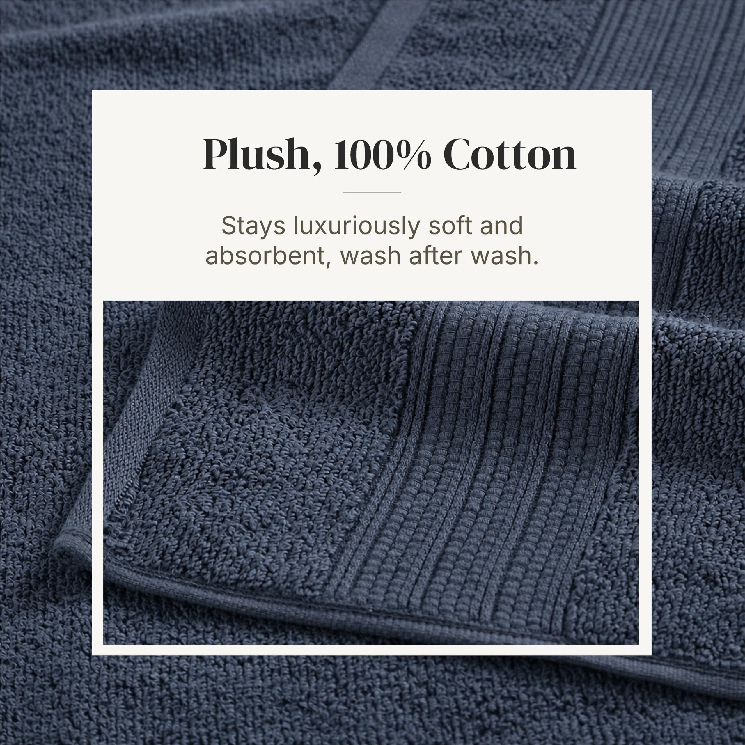 Modern Threads Set 6 Pezzi, 2 Asciugamani Bagno, 2 Asciugamani, 2 Asciugamani, Asciugatura Rapida Bianco/Contrasto Reinhart Denim