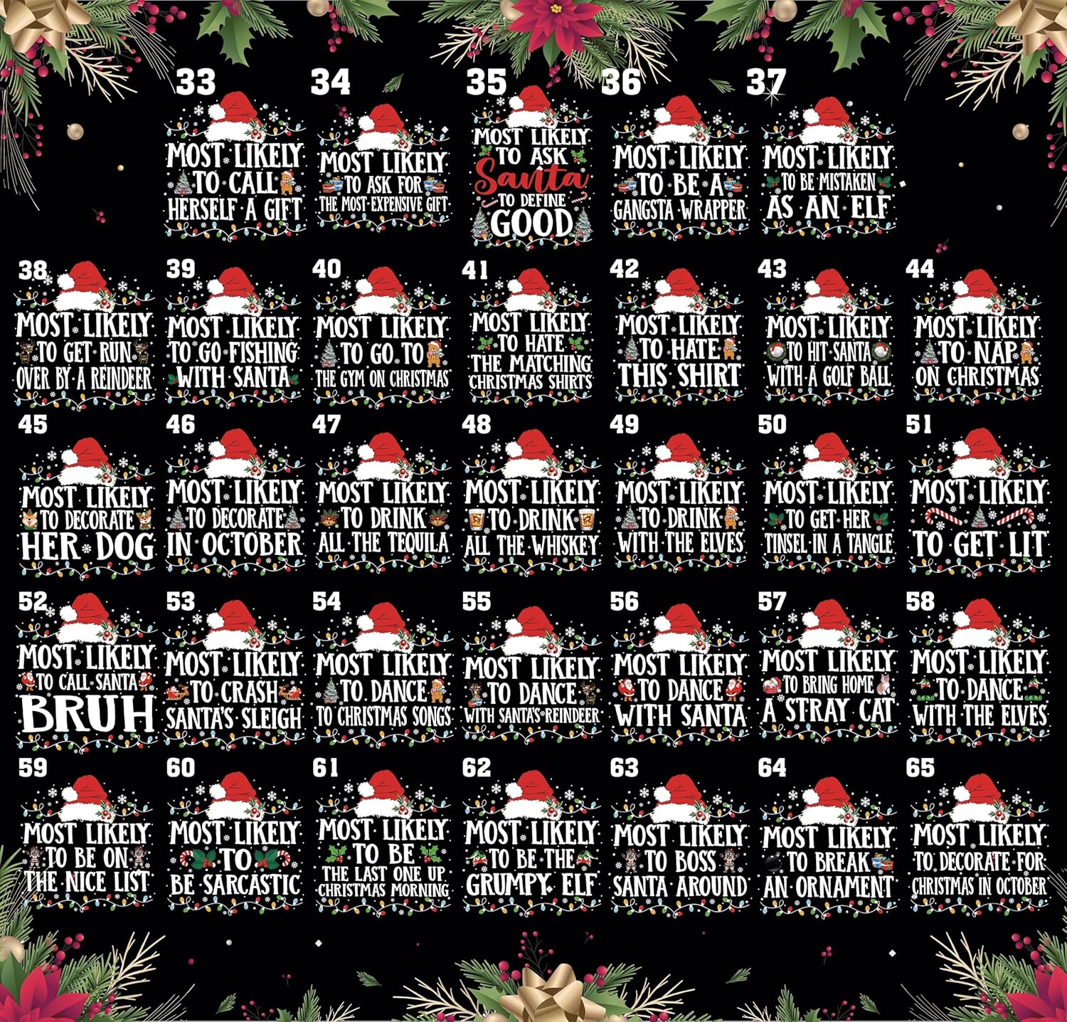 Most Likely to Christmas Shirts for Family, Funny Matching Christmas Pajamas, Custom Xmas T-Shirt, for Family Multiple Colors - Image 4