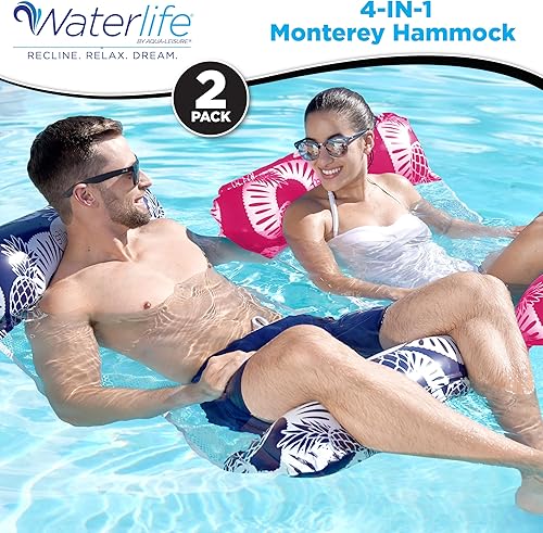 Miniatura 2 de Waterlife - Paquetes de 2-3-4 hamacas de piscina 4 en 1, flotador de silla de piscina inflable, hamaca de agua