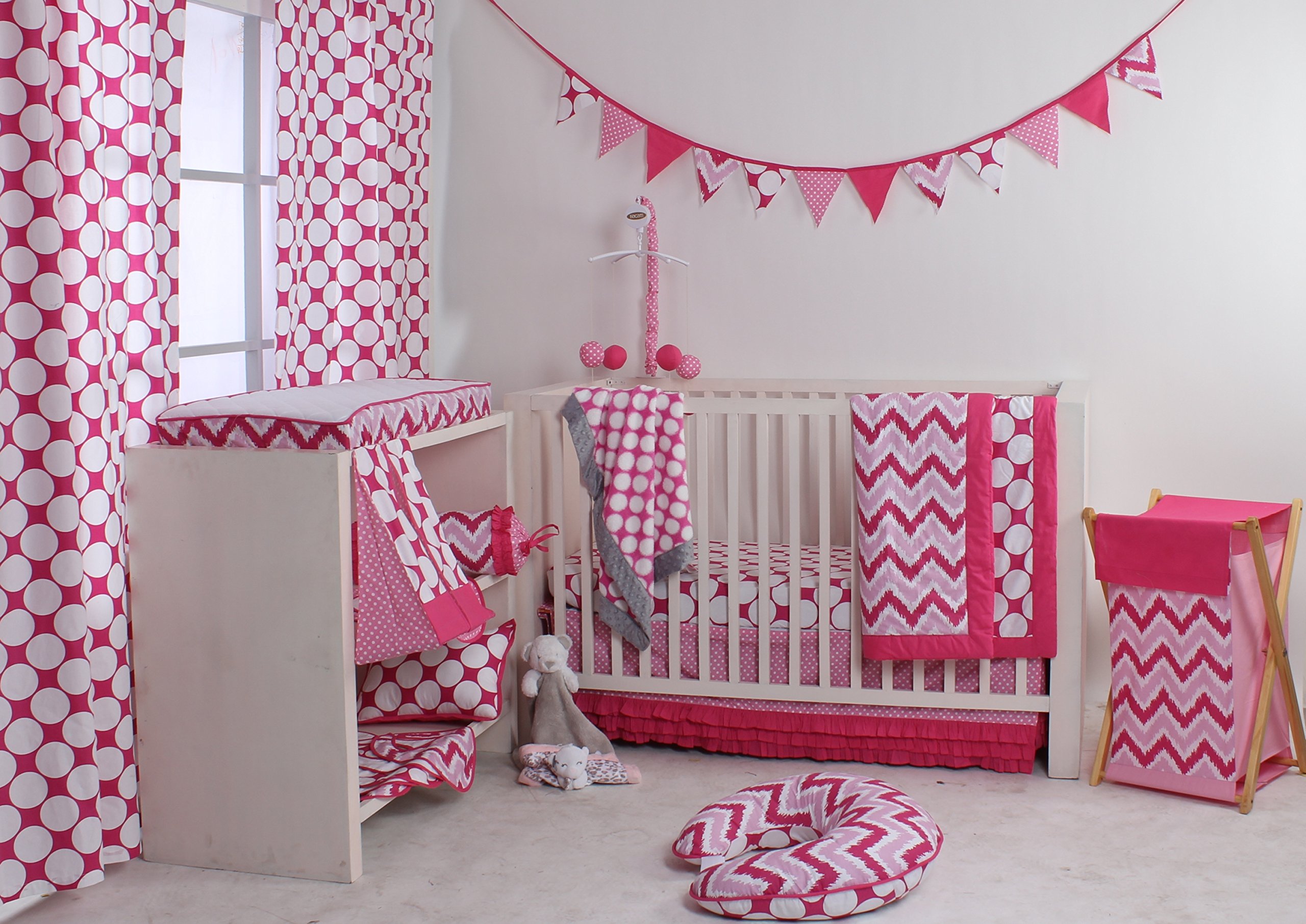 Bacati - Mixnmatch Ikat Chevron Pink Baby/toddler Collection (Hamper)