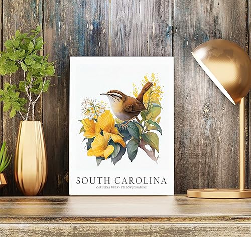 Miniatura 3 de HomeArtPrint Impresión artística de pájaro del estado de Carolina del Sur, decoración artística de pared de Carolina del Sur, 16 x 20 pulgadas +