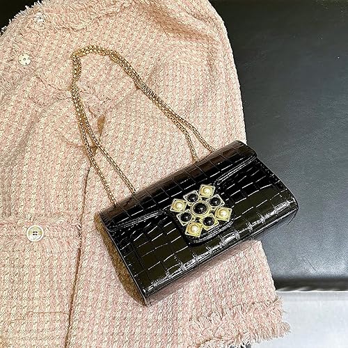 Miniatura 5 de UTOTEBAG Bolsos cruzados para mujer, bolso pequeño de piel sintética, bolso de hombro de moda, bolso de noche con correa de cadena