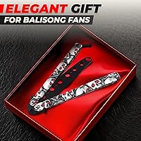 Vista 9 de DIMROM Practice Butterfly Knife Trainer - Cuchillo Balisong compacto con diseño de calavera, hoja de acero inoxidable roma para entrenamiento