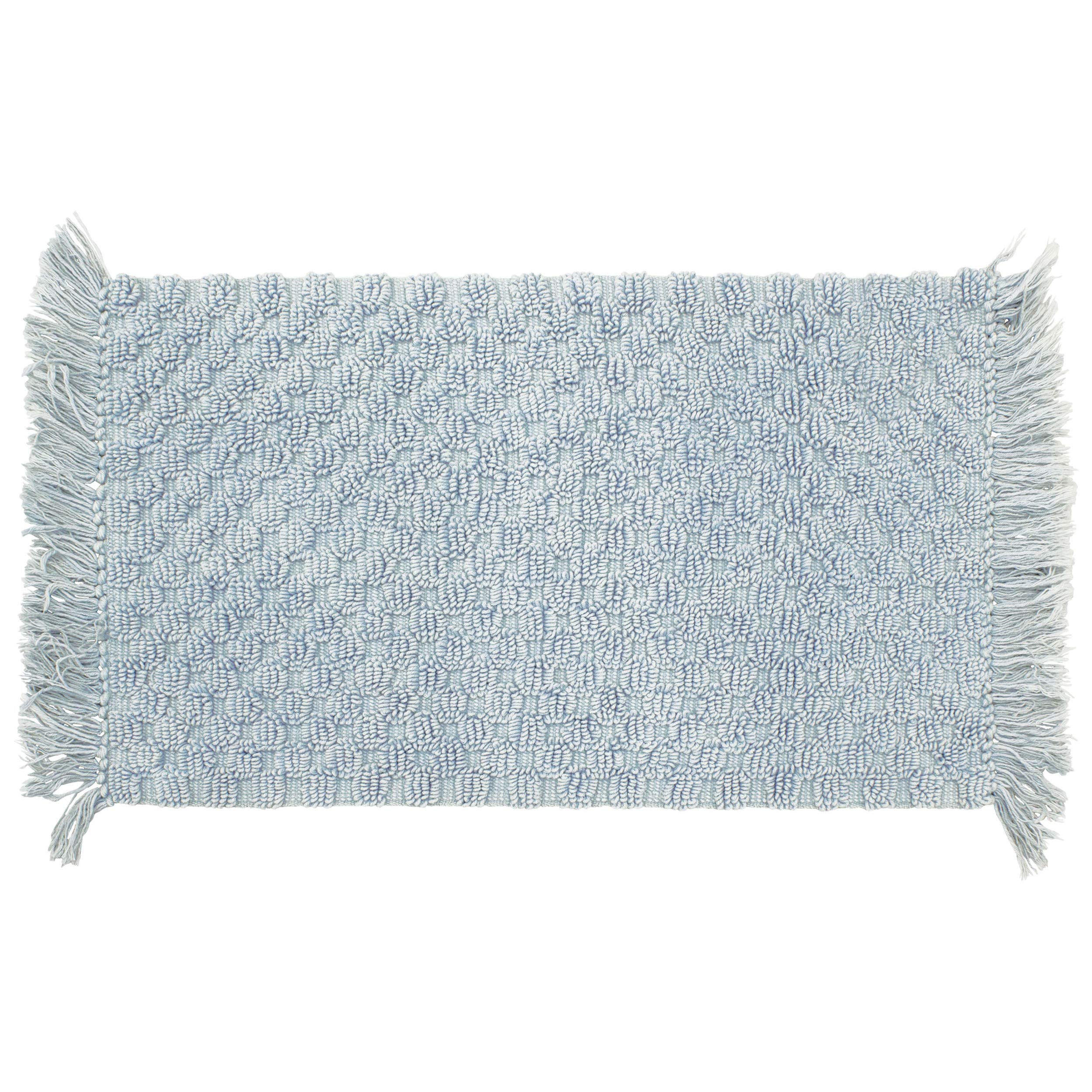 French Connection Arta Stonewash Beaded Cotton Bath Rug 20x34 Winter Sky