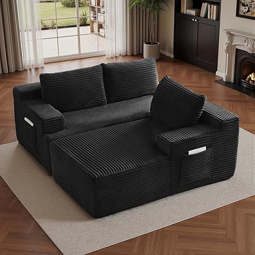 Miniatura 9 de Sofá modular de 96 pulgadas con diván en forma de L, moderno sofá modular modular sin hueso, cómodos sofás seccionales para sala de estar,