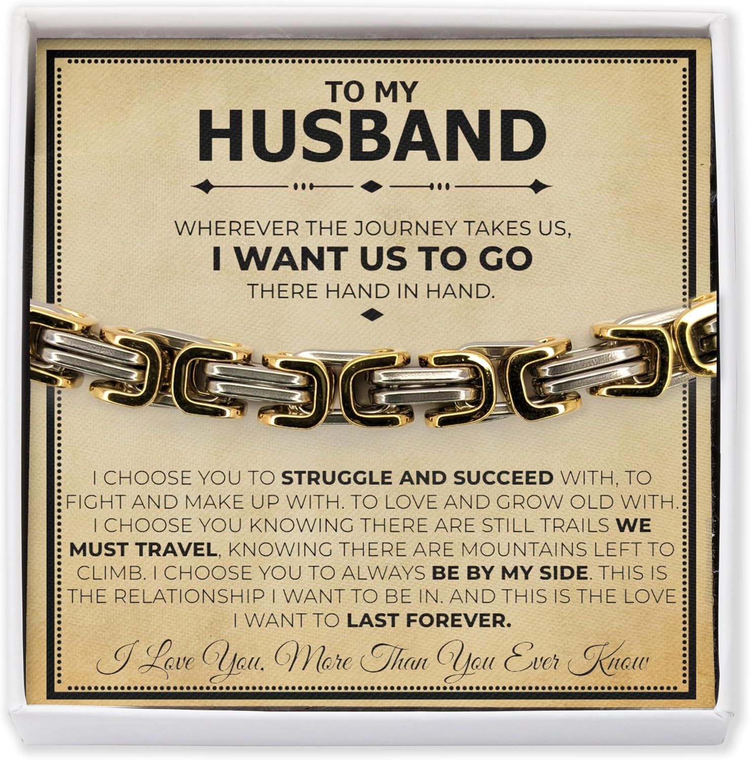 Love You This Much Jewelry Gift Set - Classic Steel Bracelet - Romantic Gift, Unique Husband Gifts