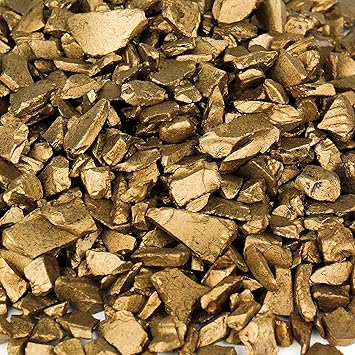 CYS EXCEL Glass Vase Fillers, Glass Gravel, Crushed Stone, Stone Gem for Centerpieces, (Glass Gravel Gold)-Diameter 0.3 inch, Approx 5000 Pieces, 2LBS