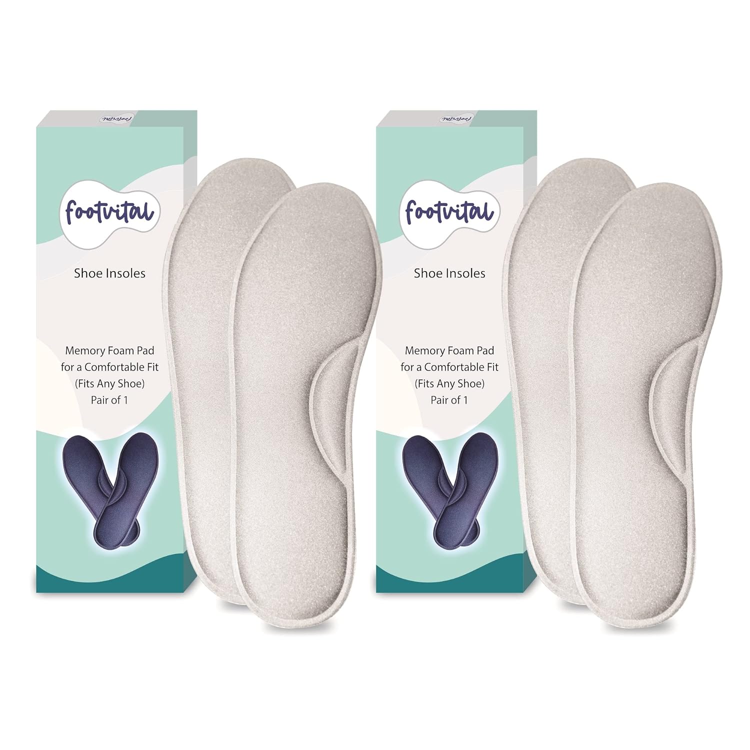 Footvital Memory Foam Shoe Insoles Comfortable Insoles Supports Heel