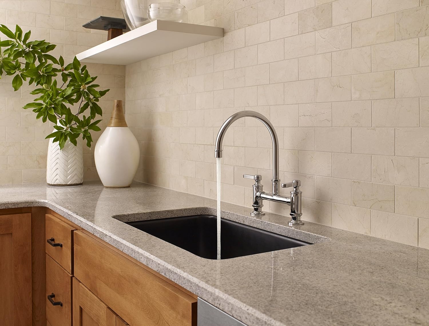 Pfister GT31-TDS Port Haven 2 Handle Kitchen Faucet, Stainless Steel