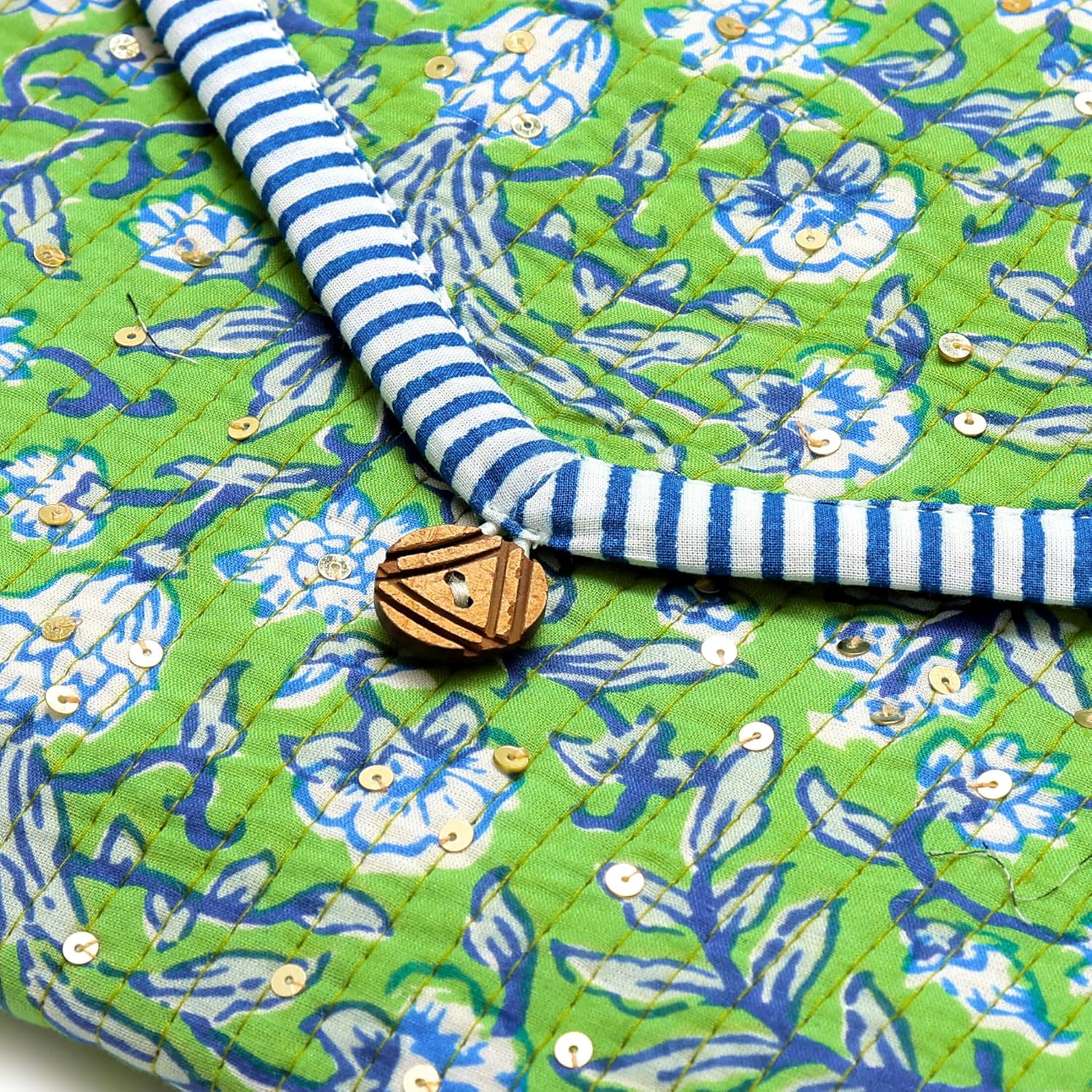 Handmade Laptop and Tablet Sleeve for Women, 13-14 Inch Laptop Sleeve for Women. Laptops and Tablets, Slim & Lightweight Cover with Padded Interior (Green & Blue)