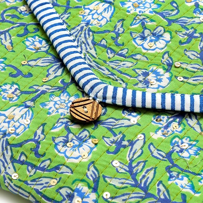 Funda para Laptop y Tablet Hecha a Mano para Mujer, 13-14 Pulgadas, Verde y Azul miniatura 3