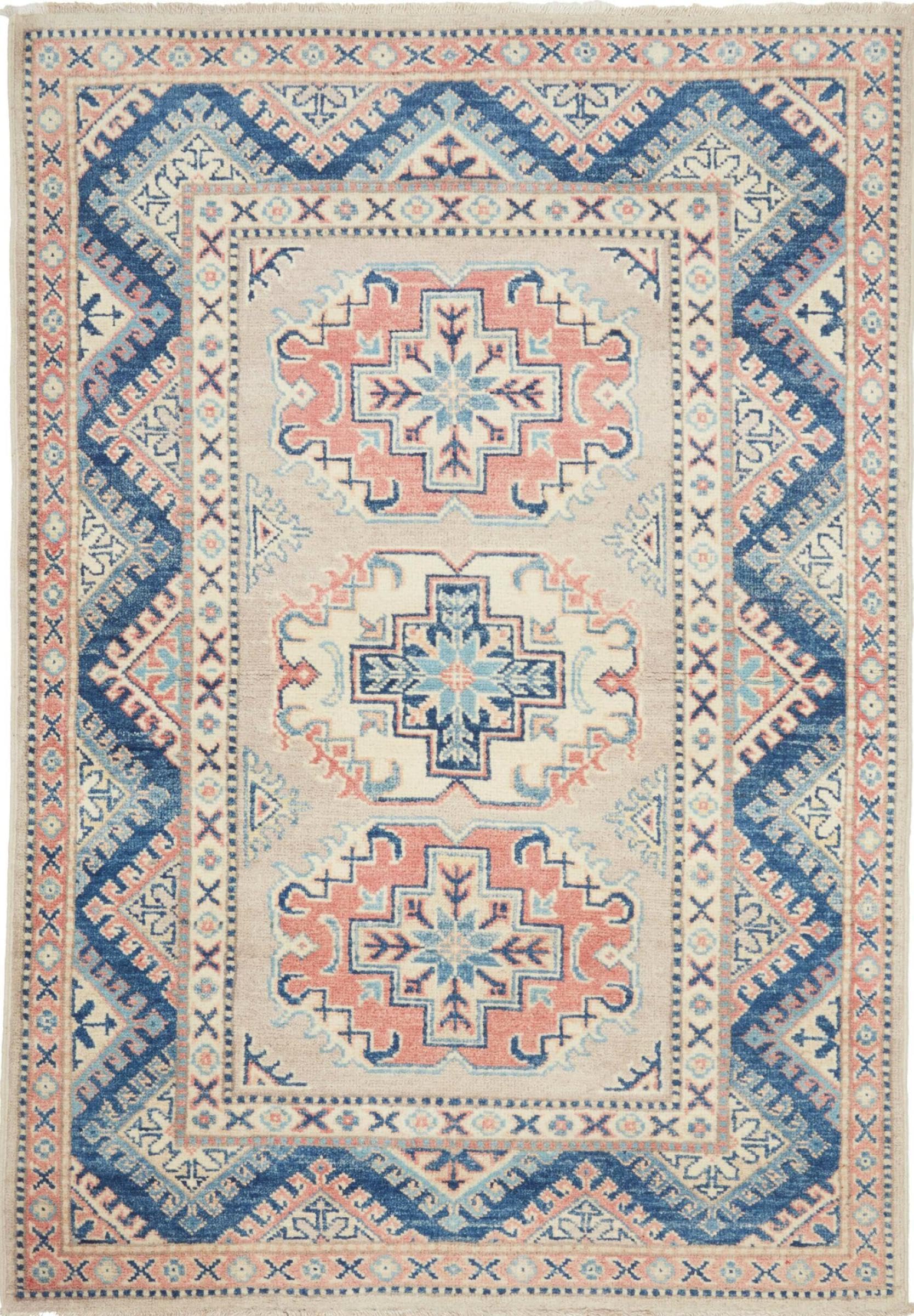 Tapis d'Orient Kazak en laine de prestige tissé main au Pakistan