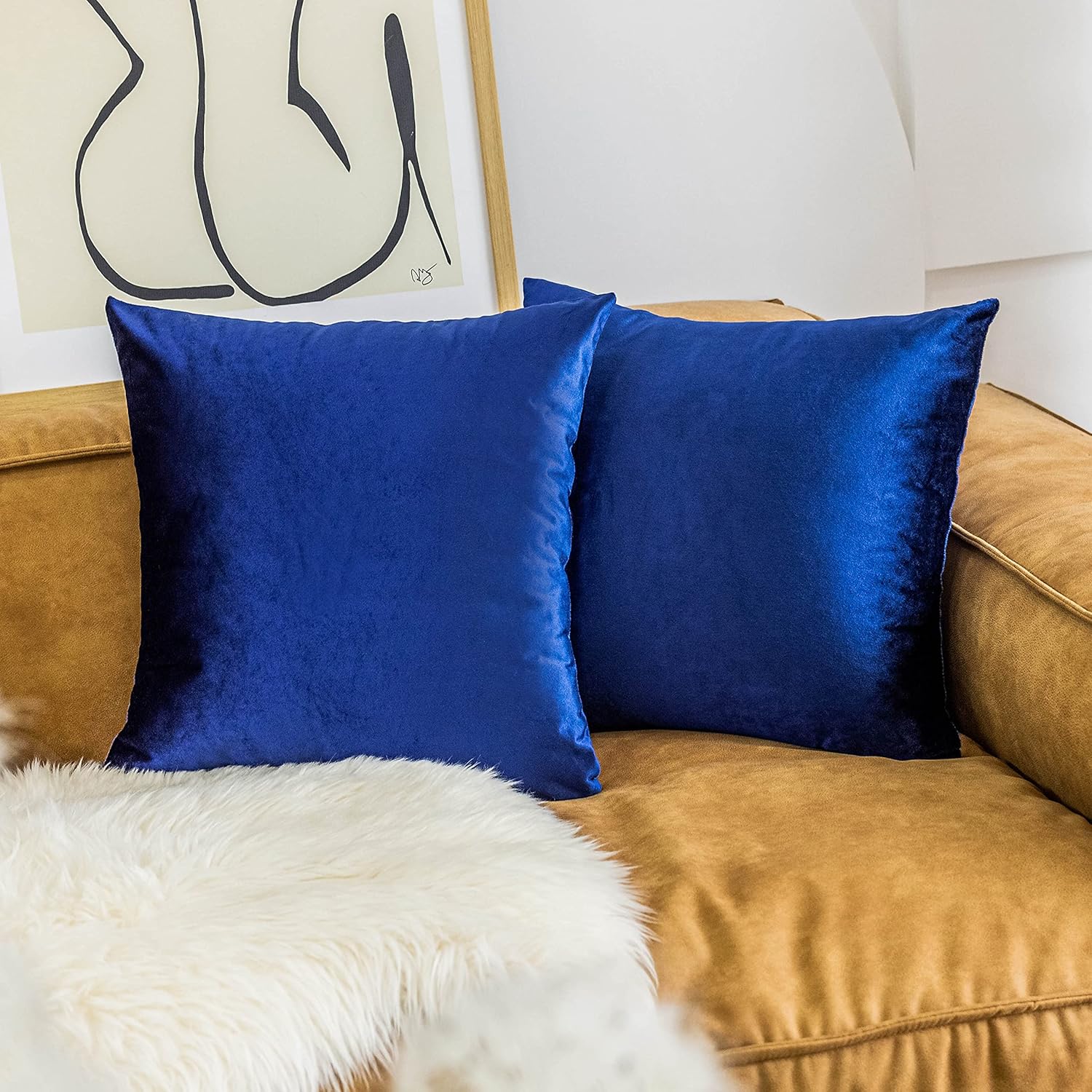 Home Brilliant Royal Blue Pillow Covers Supersoft Square