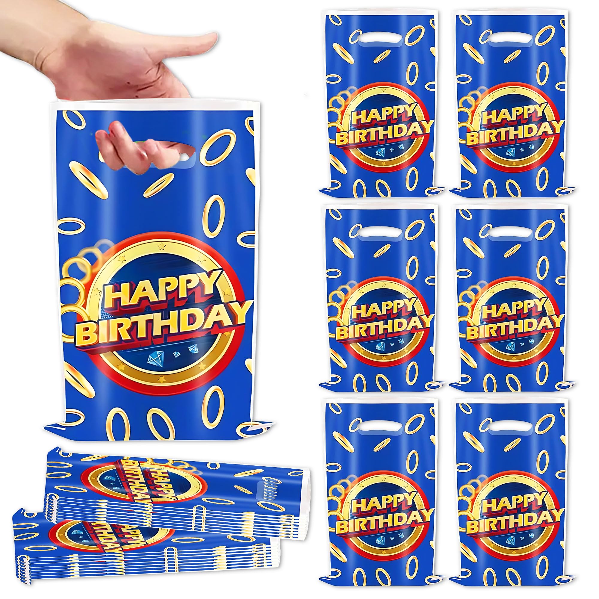 20 PCS Blue Hedgehog Party Gift Bags Treats Cookies Candy Goodies Bags