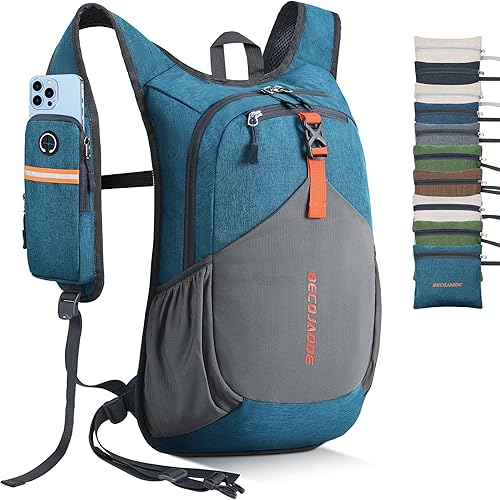 Miniatura 22 de Mochila de senderismo pequeña de 15 L para hombres y mujeres, plegable y ultraligera, para viajes, camping y actividades al aire libre, color marrón