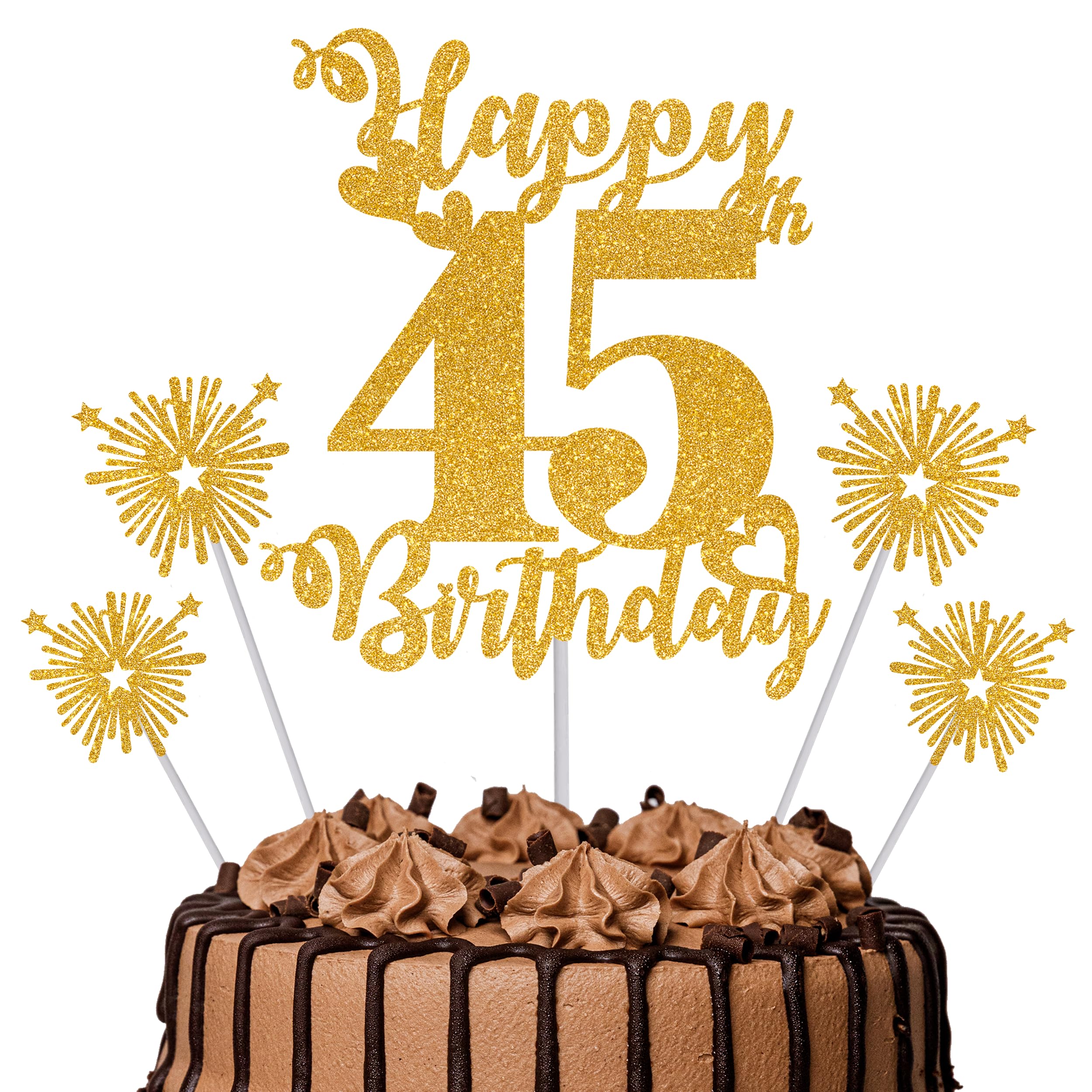 Gold Glitter 96th Birthday Cake Topper Set – 5 Piece Premium Glitter Birthday Decoration & Party Supplies for Men, Women & Kids – 96th Birthday — view 66