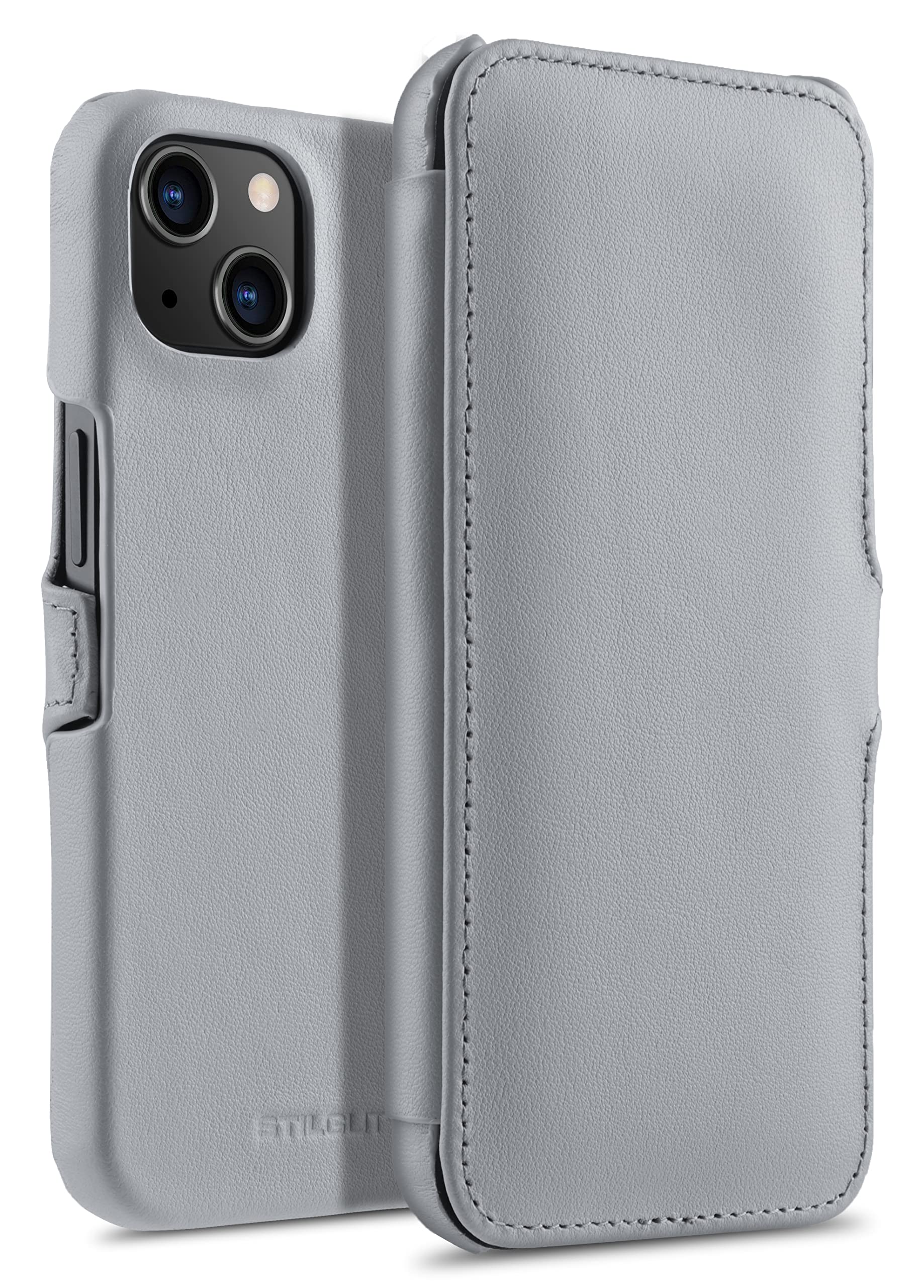 StilGut Book Case Compatible with iPhone 13 Mini (5.4 Inches) Leather Case with Clip Closure, Flip Case, Mobile Phone Case