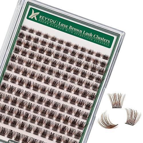 Miniatura 100 de Kit de racimos de pestañas KEYYOU Natural Wispy Kit de extensión de pestañas DIY 144 piezas Extensiones de pestañas en racimo con cepillo de rímel