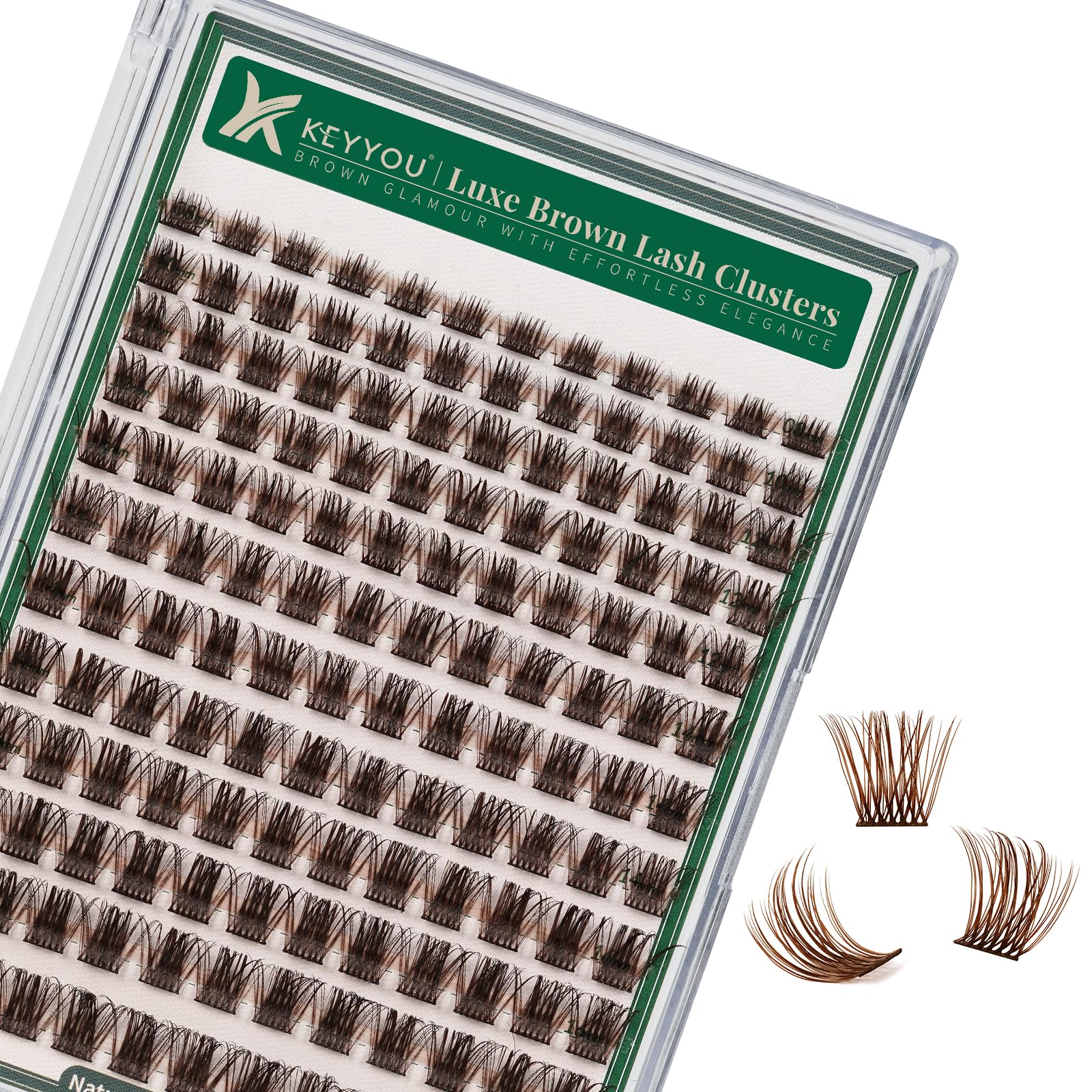 KEYYOU Brown Lash Clusters Soft Wispy D Curl Individual Lashes 8-18mm MIX Global Recycled Standard Global Recycled Standard Global Recycled Standard