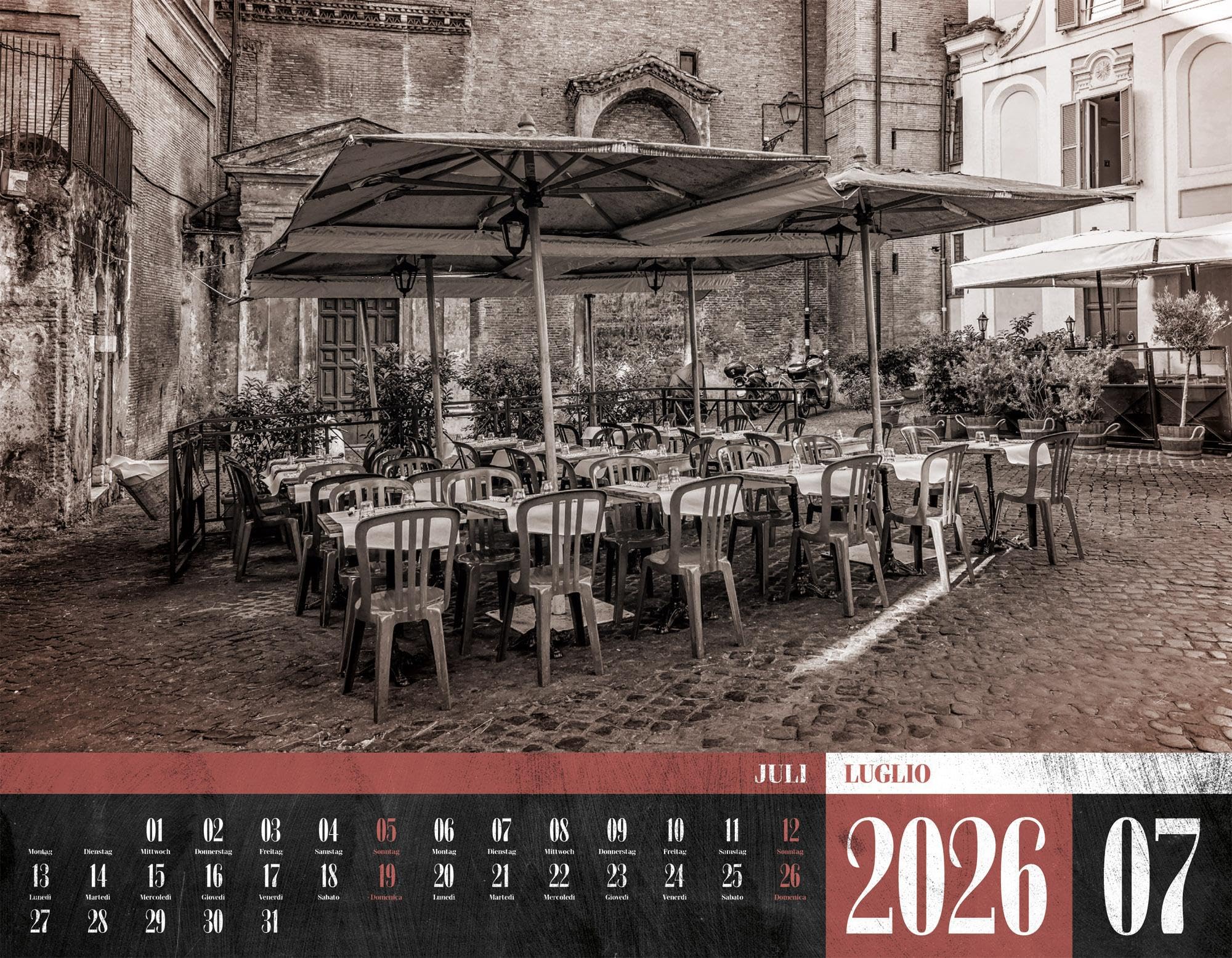 La Dolce Vita Kalender 2026 | Italienische Lebensart | Stimmungsvoller Italien-Kalender im großen Querformat (54x42 cm) | Fotos in Schwarz-Weiß/Sepia