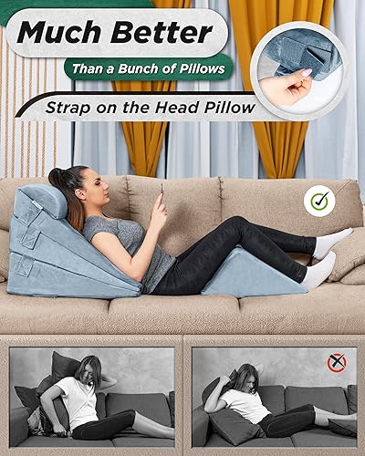 Miniatura 6 de Lunix Orthopedic 5pcs Wedge Pillow Set with Extra Washable Cover – Adjustable Memory Foam for Back, Legs, Acid Reflux & Recovery – Bundle & Save 10%