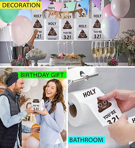 Miniatura 5 de Printed TP Holy Poop You're 32 - Papel higiénico impreso para broma, sorpresa, decoración de baño, regalo novedoso para hombres, mujeres, amigos,