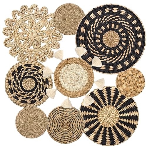 LOMOHOO Set of 9 Boho Wall Basket Decor Wicker Woven