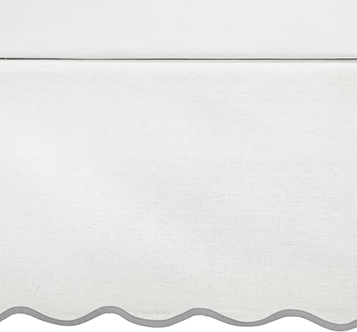 Miniatura 7 de Lush Decor Coastal Chic - Falda de cama con textura de lino con borde festoneado, grisblanco, tamaño individual, Queen, suave, elegante, de lujo,