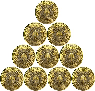Vikings Battle-Axe Helmet Norse Compass Challenge Coin Pack of 10