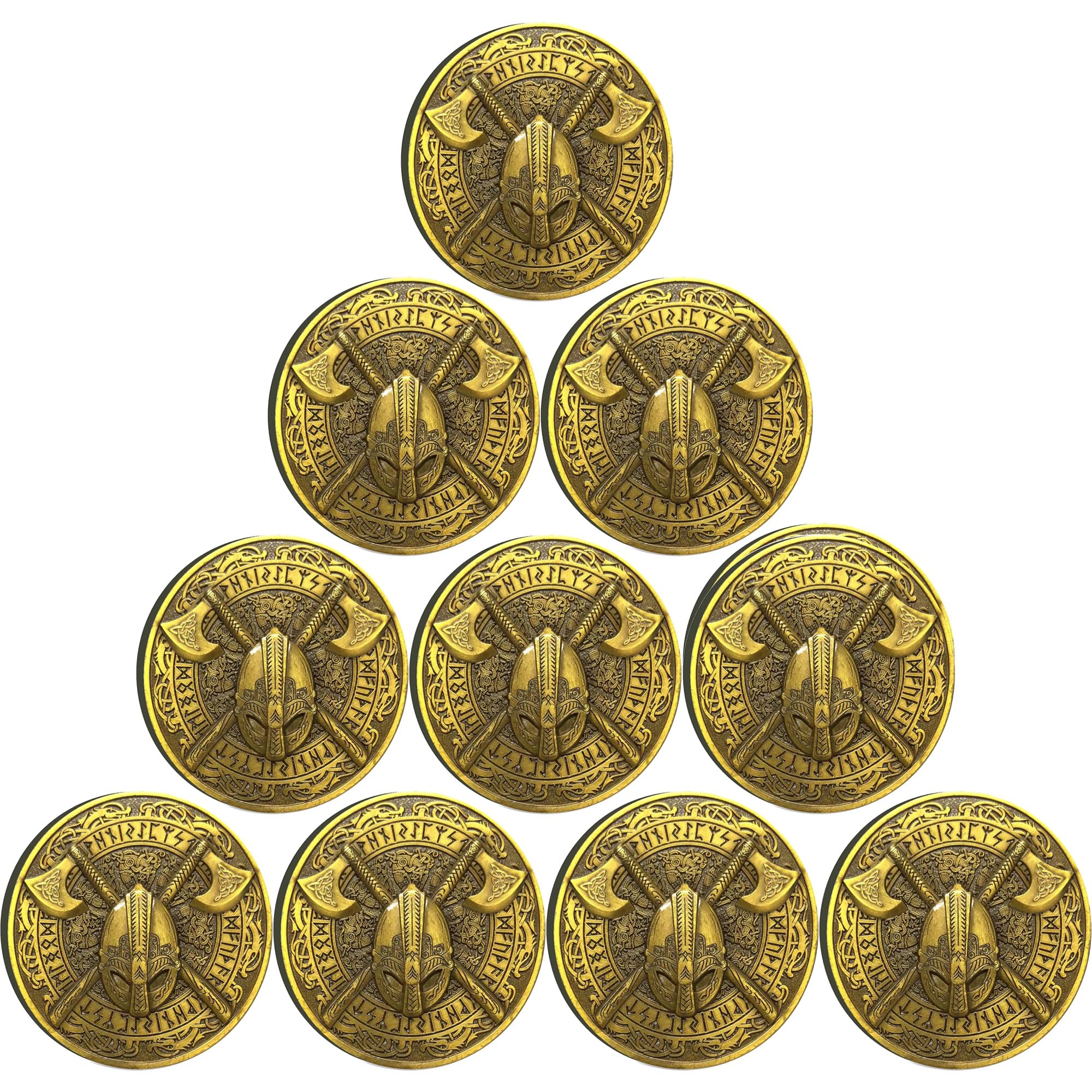 Vikings Battle-Axe Helmet Norse Compass Challenge Coin (Pack of 10)