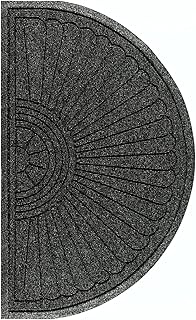 M+A Matting 2246 Waterhog Eco Grand Premier PET Polyester Fiber Half Oval Entrance Indoor/Outdoor Floor Mat, SBR Rubber Backing, 2.3' Length x 4' Width, 3/8" Thick, Black Smoke