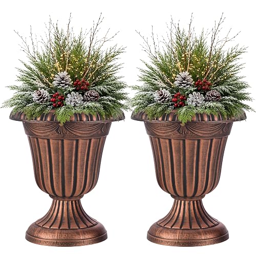 Outdoor Planter 2-Pack - 16x18-Inch Urn Planters for Front Porch