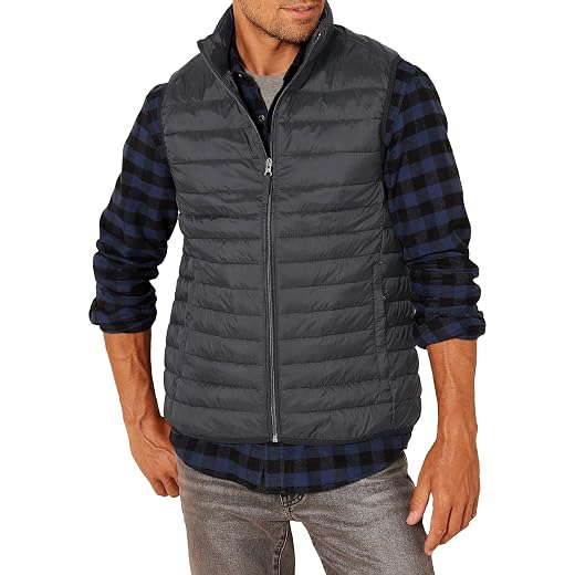 Amazon Essentials Chaleco Plumífero Plegable Y Ligero, Resistente Al Agua Hombre, Negro, Xl