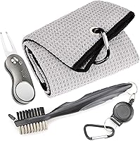 Vista 19 de Mile High Life Toalla de golf de microfibra con patrón de gofres Cepillo limpiador de ranuras para club Herramienta plegable con marcador