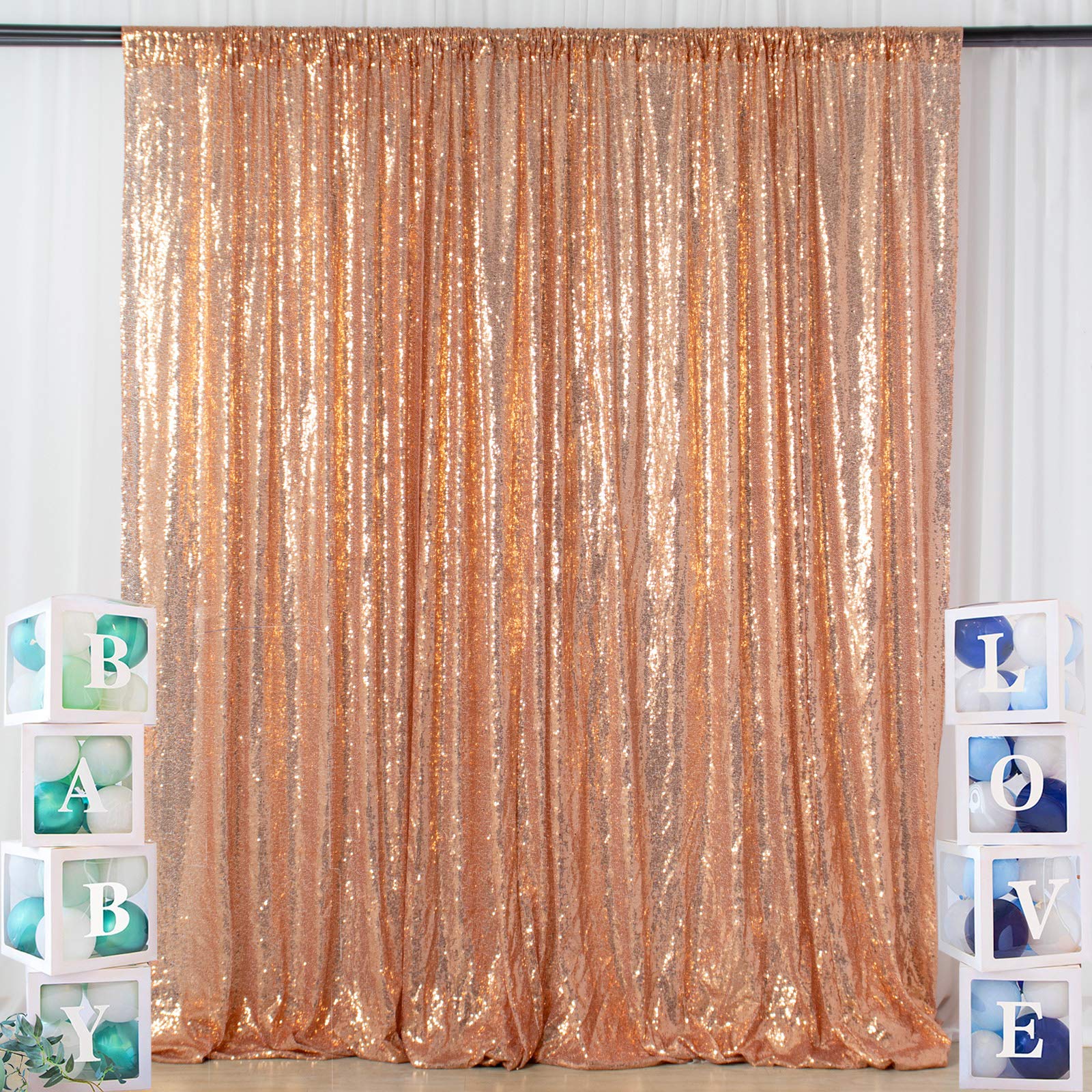 ShiDianYi 8 X 8, Rose Gold Sequin Backdrops,Rose Gold Sequin Photo