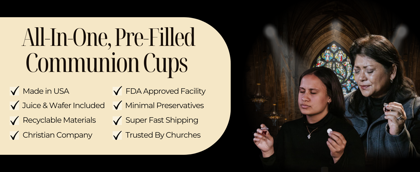 PACK IT HUB The Miracle Meal Pre-filled Communion Cups and Wafer Set Gluten Free - Box of 100 - with 100% Trusted Concord Grape Juice & Gluten Free Wafer