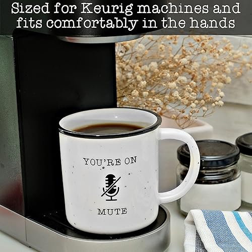 Miniatura 6 de Taza de café de cerámica You're On Mute de 11 onzas, ideas de regalo de granja con citas y refranes divertidos, apta para microondas para el día del