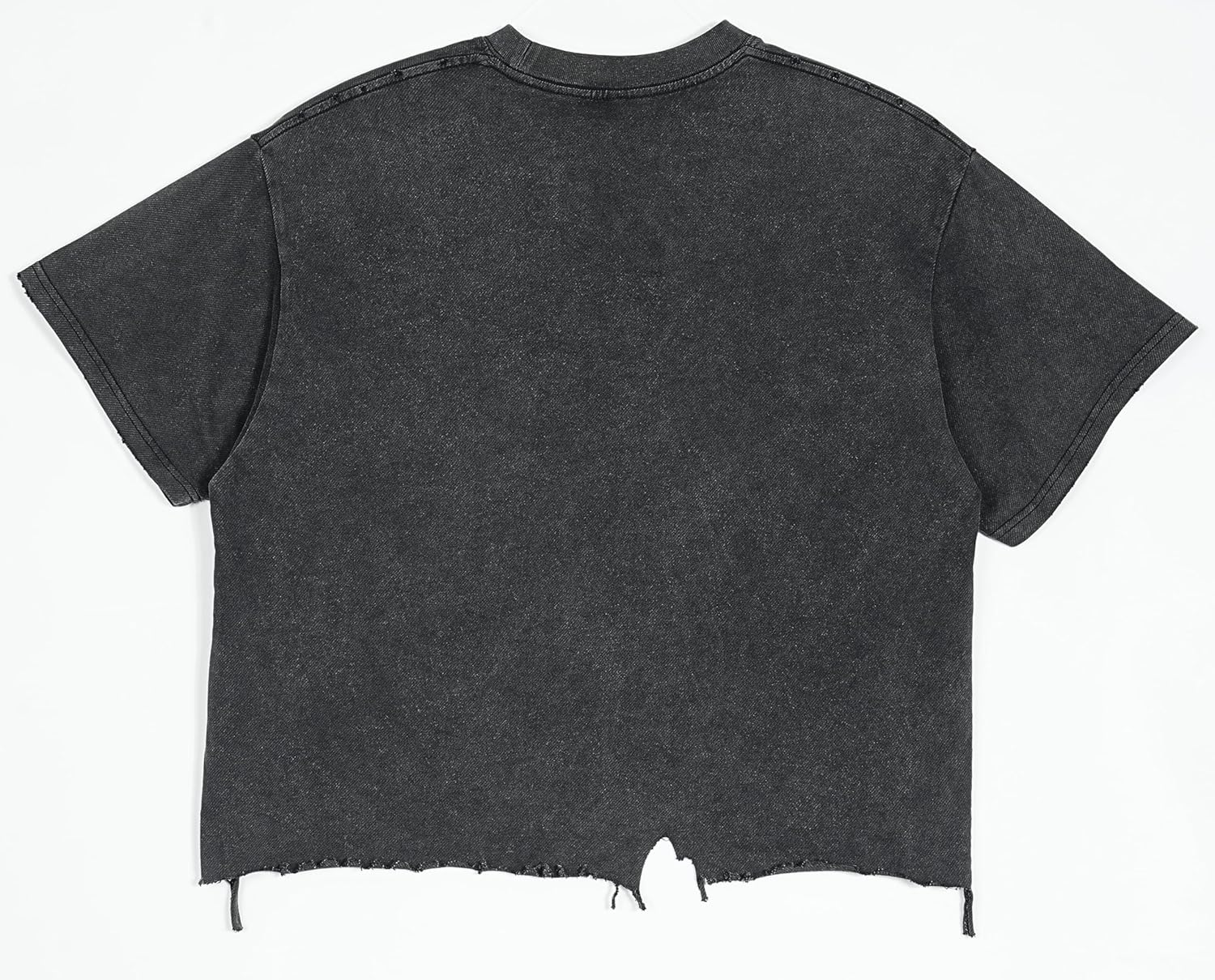 Men’s Boxy Cropped Oversized T Shirt Heavyweight Cotton Vintage Distressed Streetwear Tee - Image 2