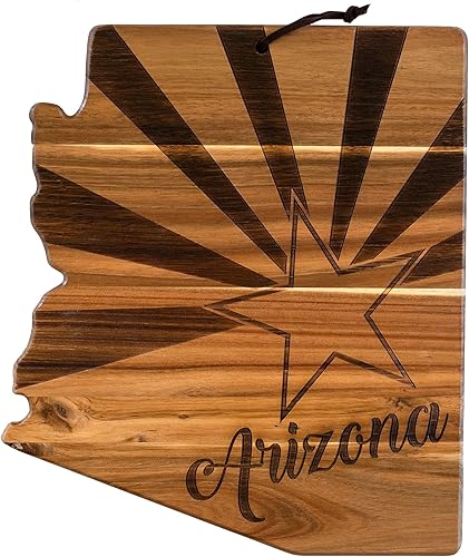 Totally Bamboo Rock & Branch Origins Series Tabla de cortar con forma del estado de Arizona y bandeja para servir charcutería, incluye corbata para