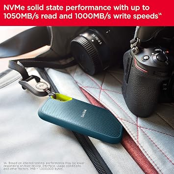 SanDisk 1TB Extreme Taşınabilir SSD - 1050MB/s'ye kadar, USB-C, USB 3.2 Gen 2, IP65 Su ve Toz Direnci, Güncellenmiş Firmware, Monterey - Harici Katı Hal Sürücüsü - SDSSDE61-1T00-G25M