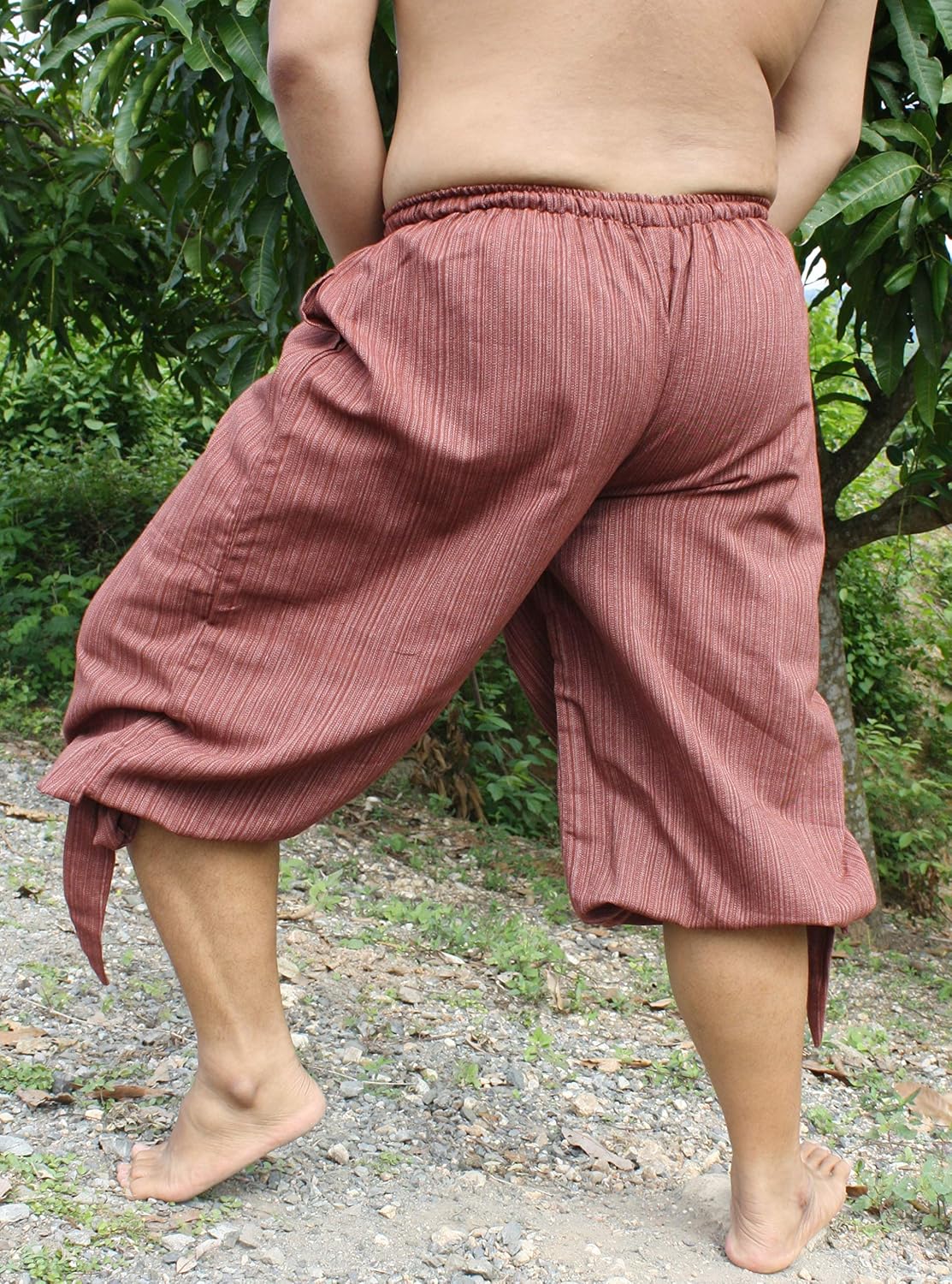Side Tied Leg Striped Cotton Buccaneer Swashbuckler Pirate Pants