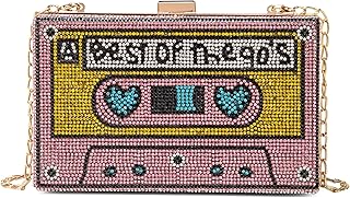Damen Retro Radio-förmige Umhängetasche mit Strass, Metall und Vintage-Design – Abend-Clutch