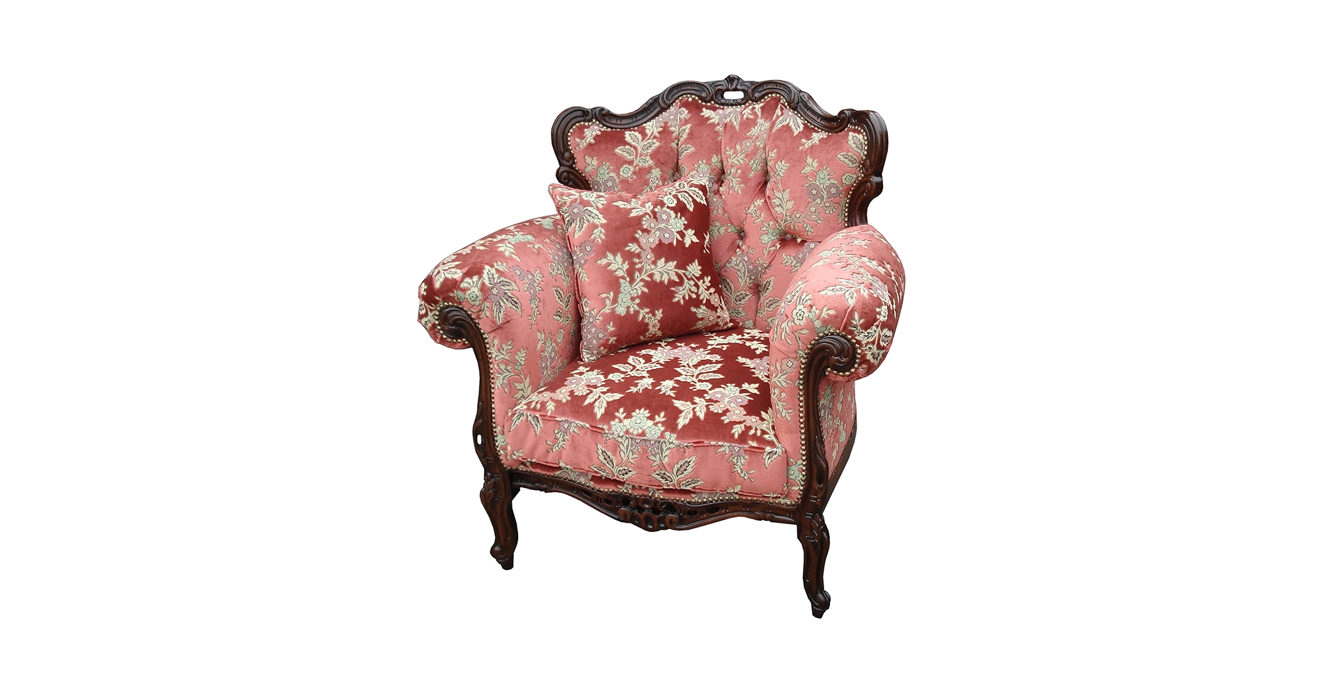 イタリア製 1人がけ ソファ 猫脚 金華山 レッド 肘付きソファ 1P KATY イタリア製 1人がけ ソファ 猫脚 金華山 レッド 肘付きソファ 1P KATY