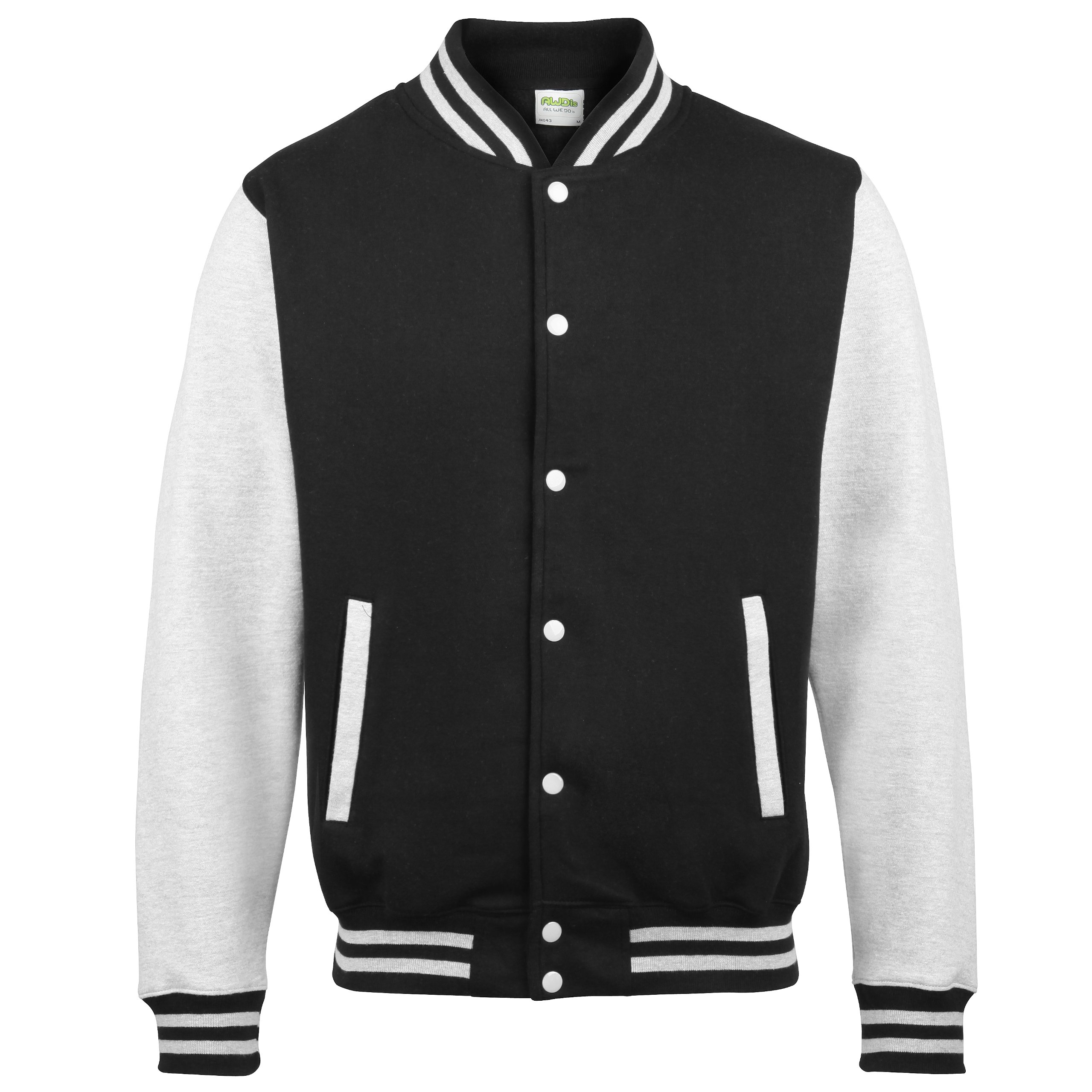 Mazclothing Jet Black/ Heather Grey Awdis Varsity Jacket Jh043 (L, )