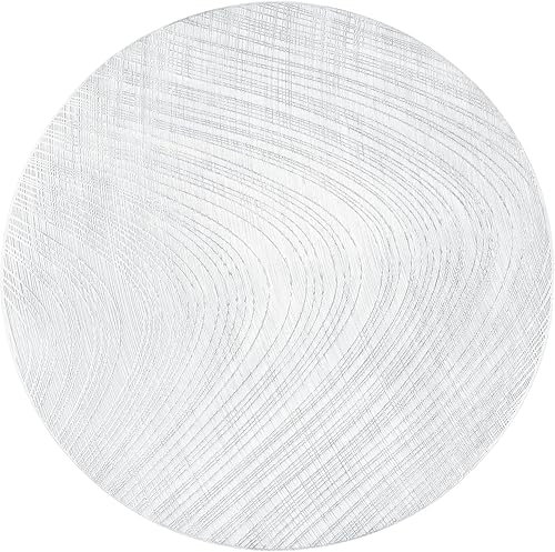 fanquare Juego de 6 manteles individuales redondos dorados para mesa de comedor, manteles de vinilo de plástico plateado metálico, forrados,