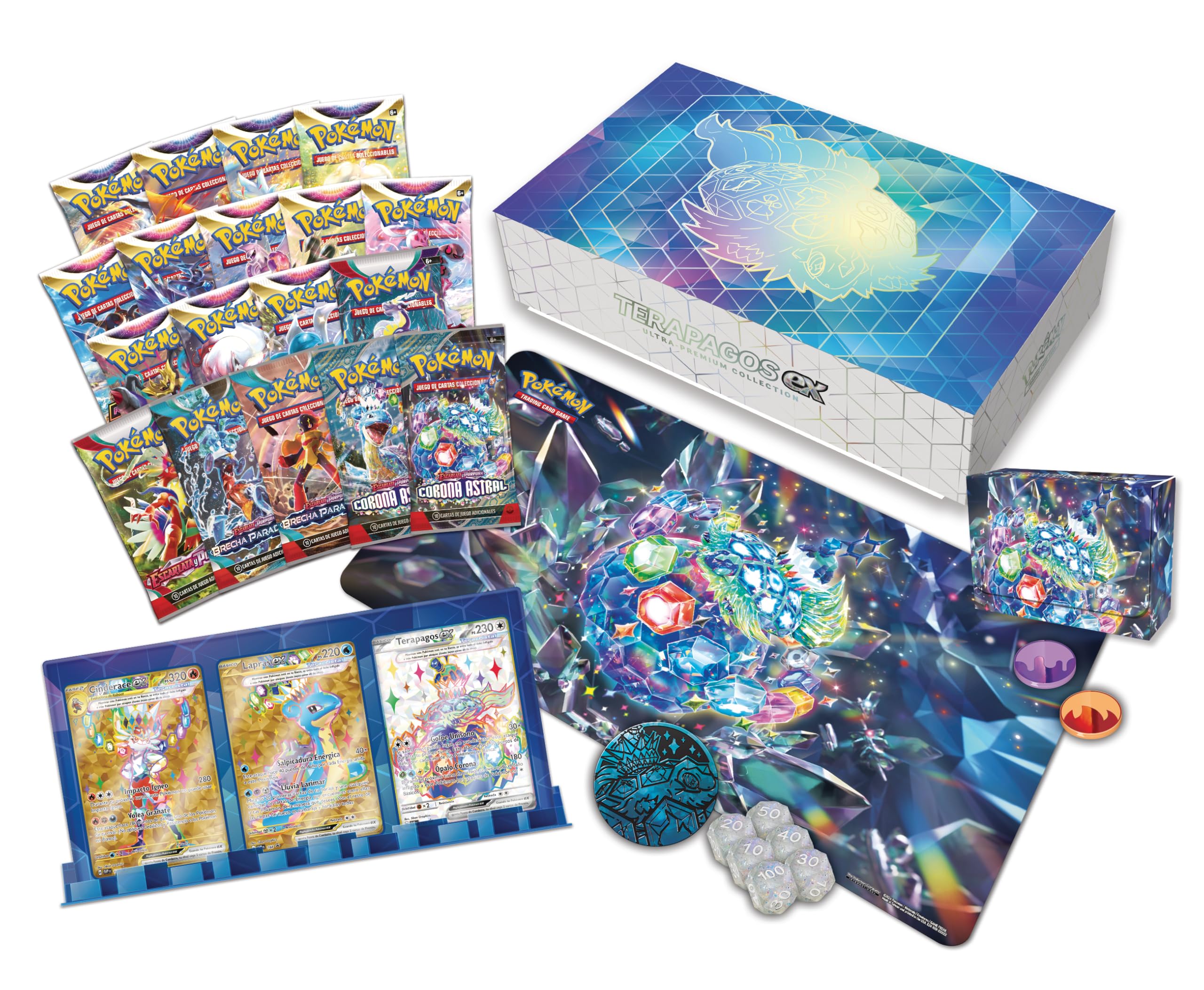 Pokémon: Raccolta Poteri Supremi di JCC Pokémon: Terapagos ex (3 Carte olografiche di promozione, 18 Pacchetti di Miglioramento)