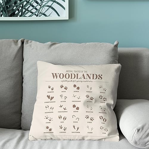 Miniatura 4 de Funda de almohada decorativa con huellas de animales del bosque, 18 x 18 pulgadas, funda de almohada decorativa con huellas de animales retro, funda